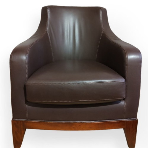 Leather armchair Greek made dark brown