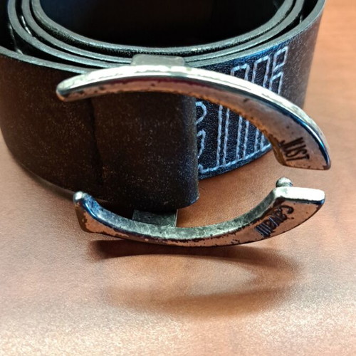 Just Cavalli belt used, black leather with silver buckle and embroidery