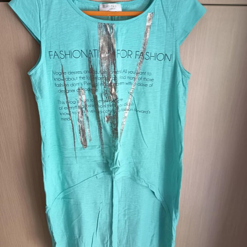 Shine 2gether women's blouse used, turquoise and silver, size M/L
