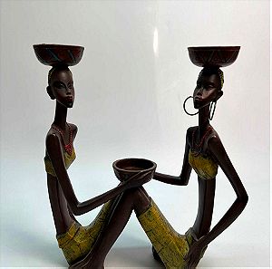 Διακοσμητικό κηροπήγιο Αφρικανική φιγούρα γυναικών 23x19x5