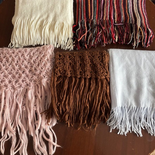 Scarves five like new in various colors