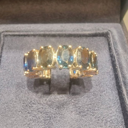 White gold k18 full band ring with 12.88 ct natural blue sapphires new