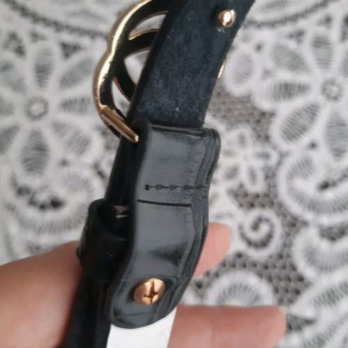 Leather belt with croco pattern like new, black