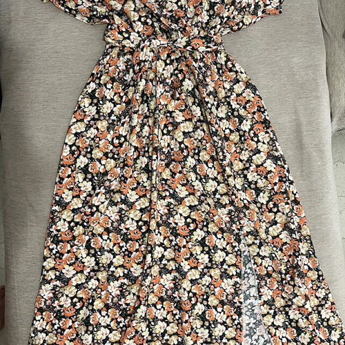 Boho Ditsy Floral Wrap Maxi Dress, multicolor