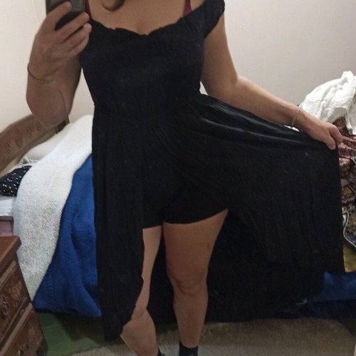 One-piece shorts with tail like new, black, size XL