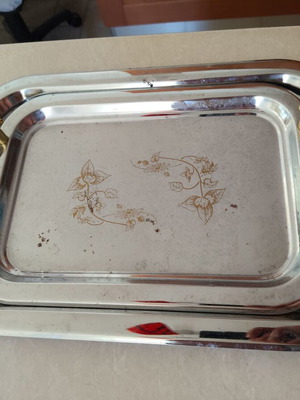 Serving trays, set of 2, chrome plated, different sizes