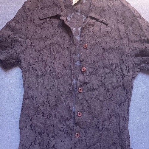 Lace blouse with flowers size S like new, black