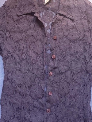 Lace blouse with flowers size S like new, black
