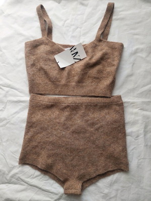 Zara knitted set with shorts new, size L, beige