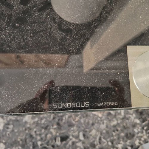 Sonorous TV stand used with black tempered glass