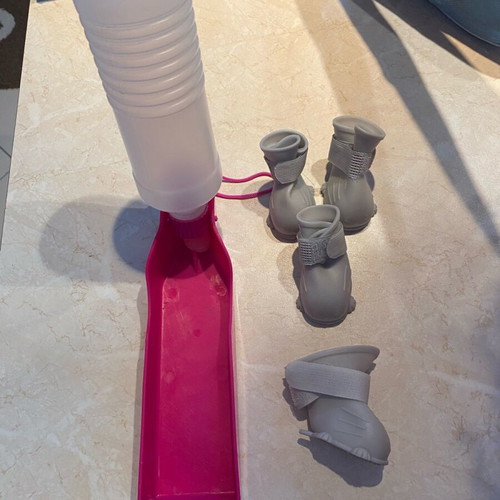 Small dog shoes and water bottle with feeder new