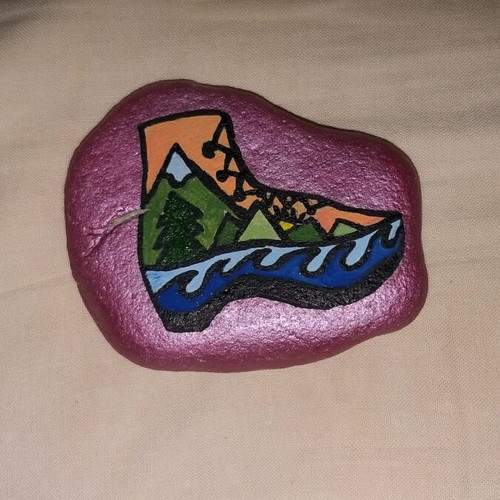 Decorative stone painted with tempera new