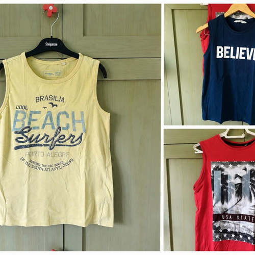 Sleeveless boys' t-shirts pack of 3 like new, multicolor, age 10-12