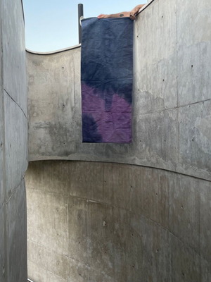 Recycled cotton rug tiedye blue and violet 150x60 cm new