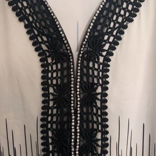 Dina blouse beige and black with lace, like new, size XXL