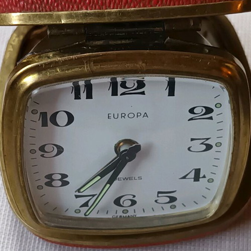 Europa travel alarm clock used, analog tabletop