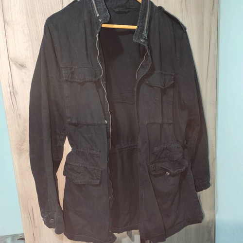 Jean jacket black Large used with pockets and zipper