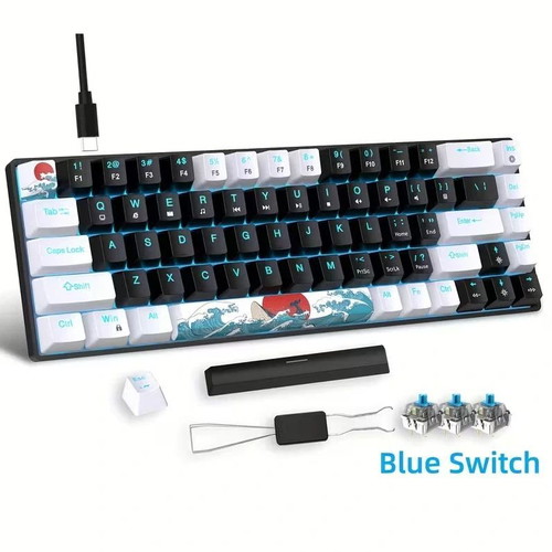 Mechanical Gaming Keyboard 68 Keys with Backlight and Detachable Type-C Cable new
