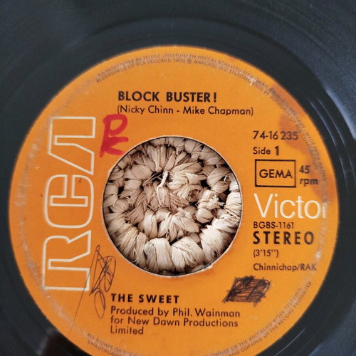 Vinyl record 45 rpm used, single Block Buster! by The Sweet