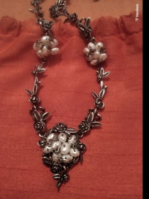 Silver 925 handmade necklace with natural baroque pearls new