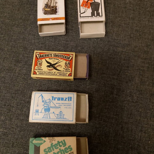 Matchboxes used, pack of 10, two with matches