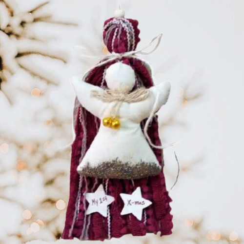 My 1st X-mas charm with fabric angel and handmade tassel