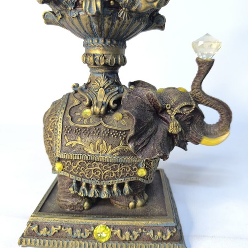 Elephant resin figurine used, candle holder base