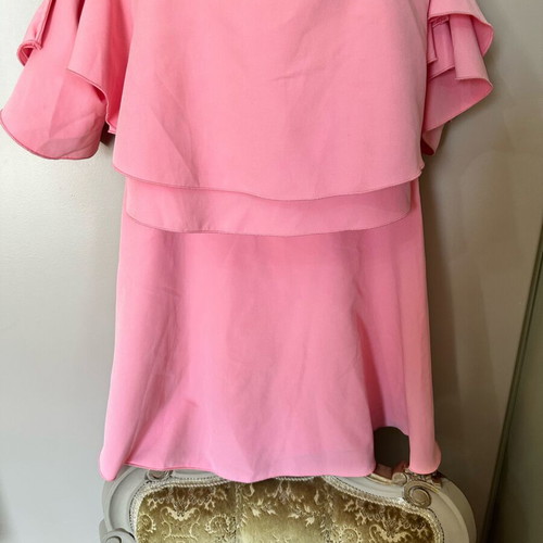 Pink dress with ruffle sleeves and skin-colored lining new