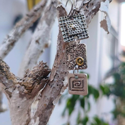 Vintage hanging earrings made of stainless steel