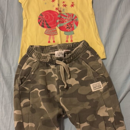 Girls' set with d Pam blouse and Zara pants, like new, age 3