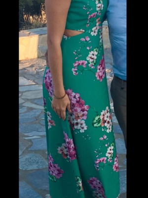 Desiree long dress Medium like new, green floral with cutouts