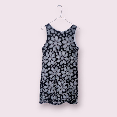 Promod Flower Power Space Age Mod Mini Dress like new, black and grey