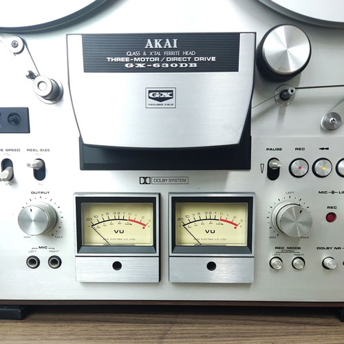 Akai GX-630DB reel-to-reel tape recorder used with original manual and NAB adapters