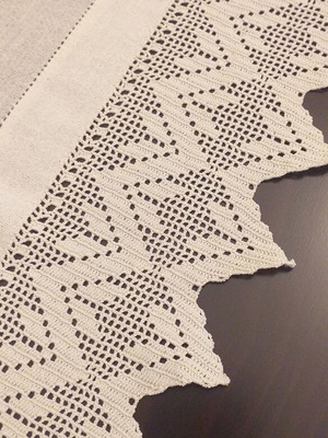 Handicraft with lace like new, beige, 0.44×1.30 meters