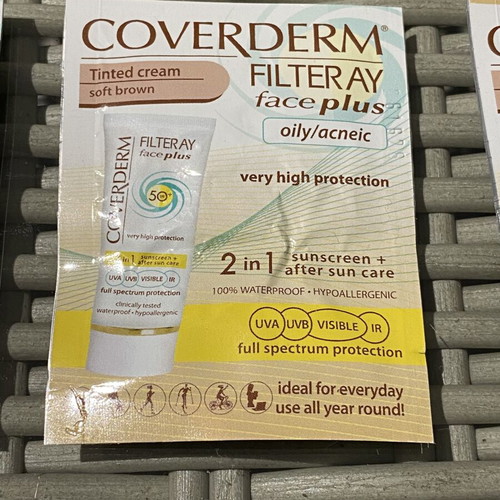Coverderm Filteray Face Plus tinted cream samples and Panthenol Extra skincare set