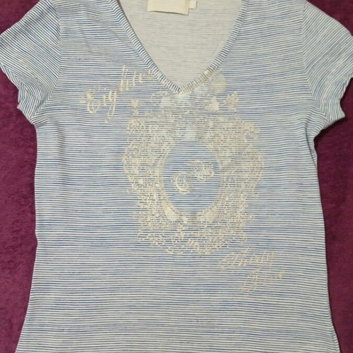 Thomas Burberry women's blouse used, white and blue, size XS
