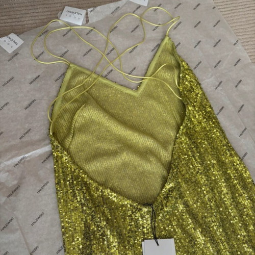 AGGI by Halewski Maxi Sequin Dress new, green-yellow