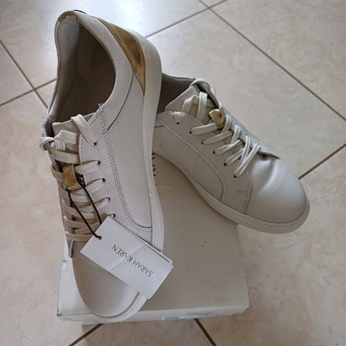 Sarah Karen White Sneakers Size 41 New Genuine Leather