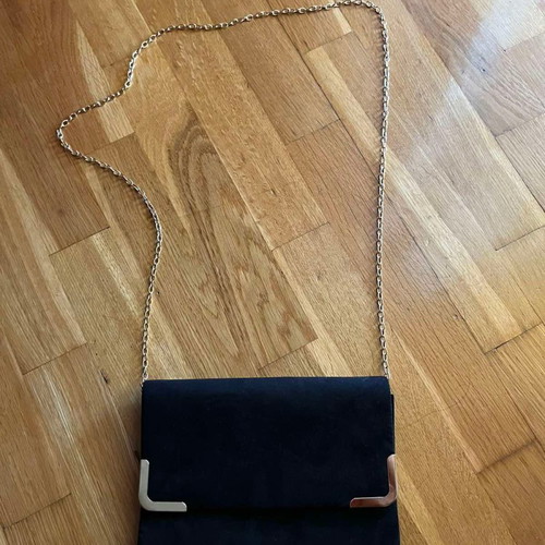 Crossbody bag used black velour with detachable strap