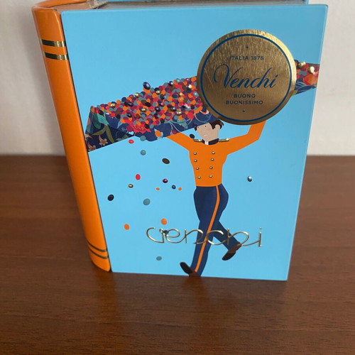 Venchi collectible metal box like new, book-shaped small