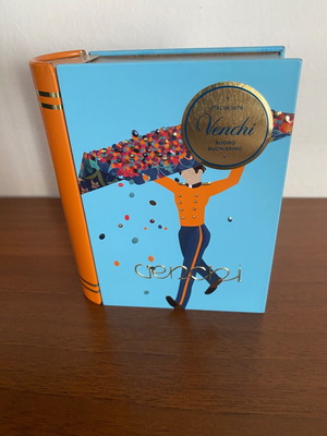 Venchi collectible metal box like new, book-shaped small