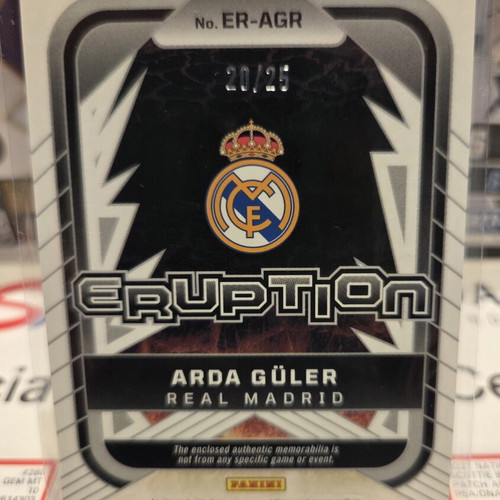 Arda Güler 2025-26 Panini Obsidian Eruption /25 Real Madrid card