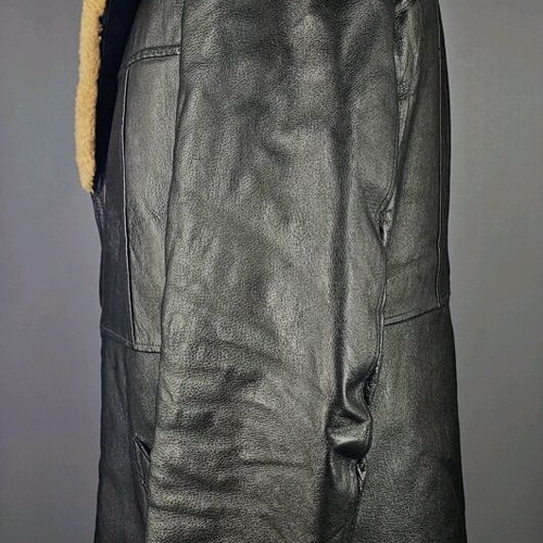 Men's mouton parka like new, black with beige fur lining