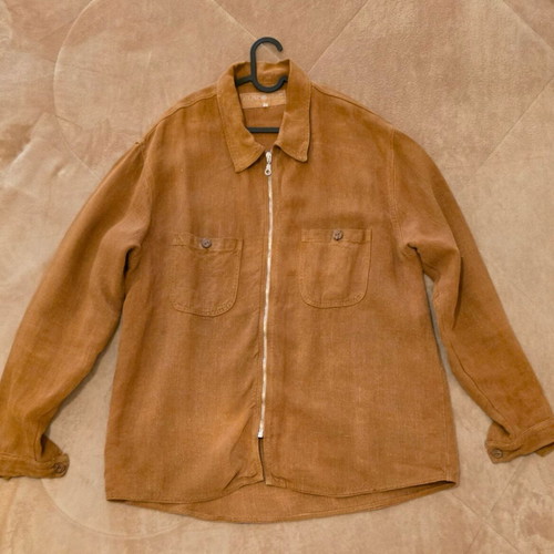Hemporium shirt with zipper like new, brown, size M