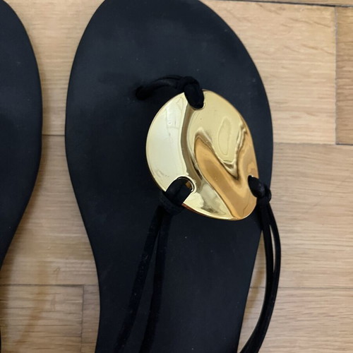 Flip flops with gold detail new, size 42, black