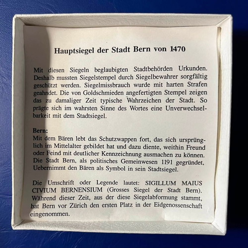 Historical Wax Seal of Bern 1470 with Original Case like new
