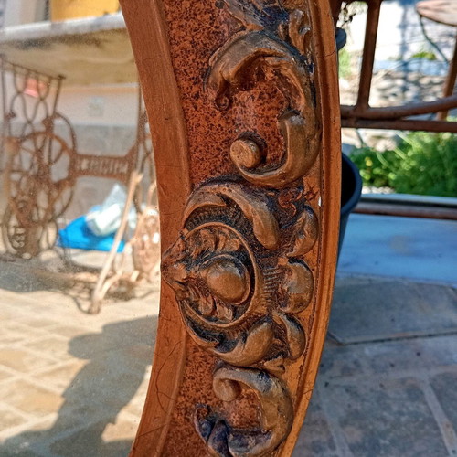 Old carved oval mirror used