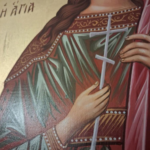 Egg Tempera Icon of Saint Genovefa with 14k Gold on Wood like new
