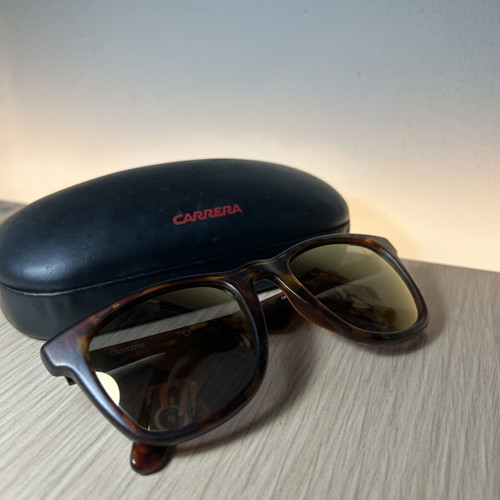 Carrera sunglasses with case and cleaning cloth, beige and brown