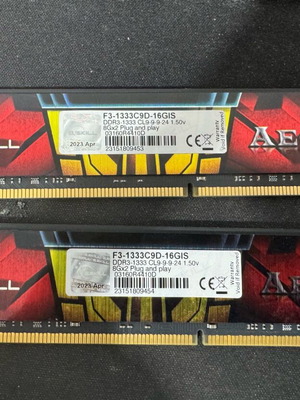 G.Skill Aegis 2x8GB 1333 C9 16GB DDR3 Dual Channel Ram Kit μεταχειρισμένο
